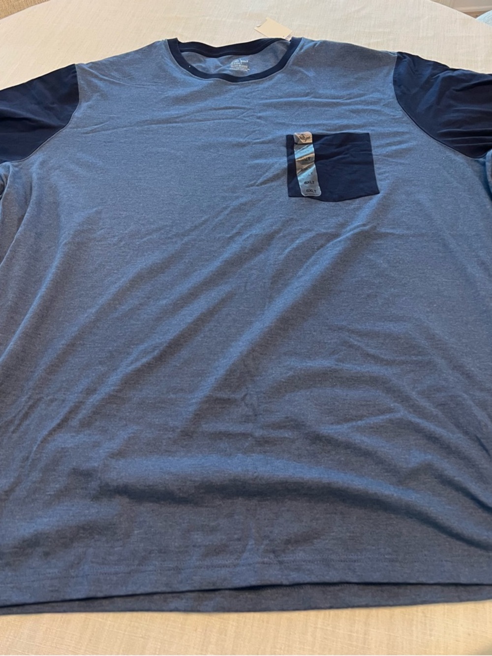Harbor Bay Men's Blue Contrast Pocket Crew Neck T-Shirt NWT 6xlt